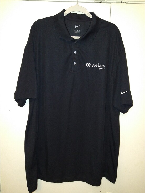 Nike Black Short Sleeve Polo Shirt Men's sz 3XL Webex By Cisco Logo.